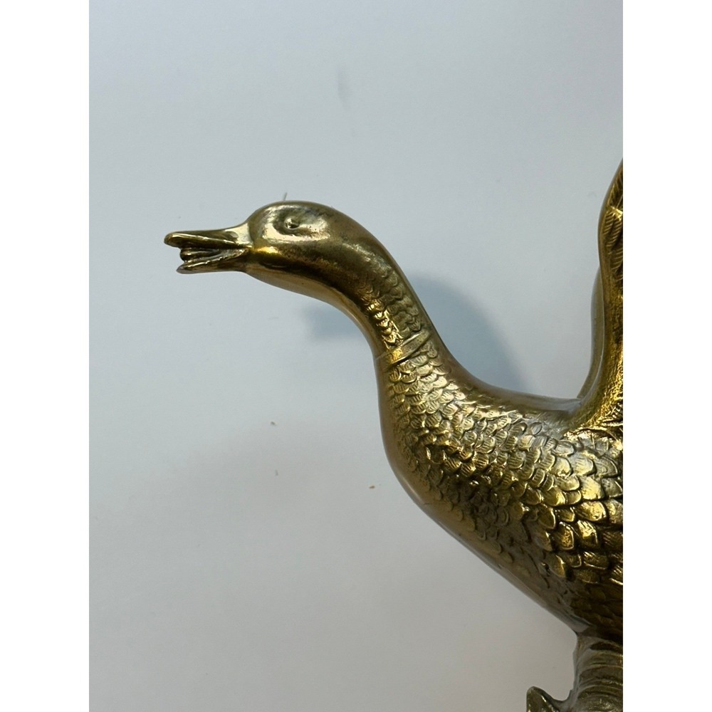 Vintage MCM Heavy Brass Duck Figurine Flying Bird Sculpture Home Decor - Picture 6 of 13